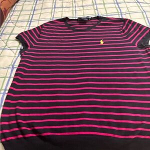 Ralph Lauren Blue and Pink Striped T-Shirt